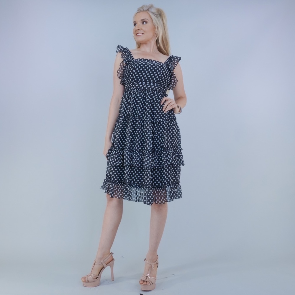 Black White Polka Dot Open Back Dress - Picture 2 of 13